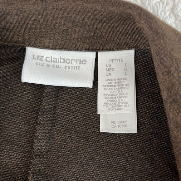 Women’s Liz Claiborne Dark Brown Blazer Jacket Size Petite L, Pre-owned - Picture 3 of 8